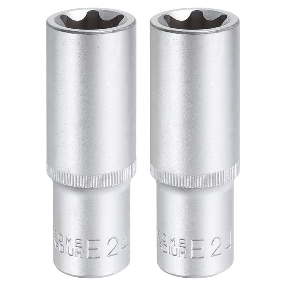 2pcs E-Torx Socket 1/2" Drive E24 External Torx Deep Socket CR-V Star Socket