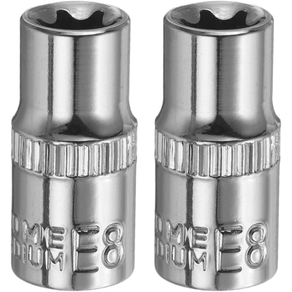 2pcs E-Torx Socket 1/4" Drive E8 External Torx Deep CR-V 6 Point Spline Star Female Bit for Auto Repairs Home Maintenance DIY Hand-making 1" Length