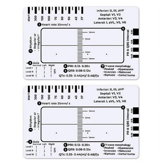 2pcs ECG 7 Step Ruler,ECG 7 Step Ruler for ECG/EKG Interpretation,ECG Reference Guide y11068