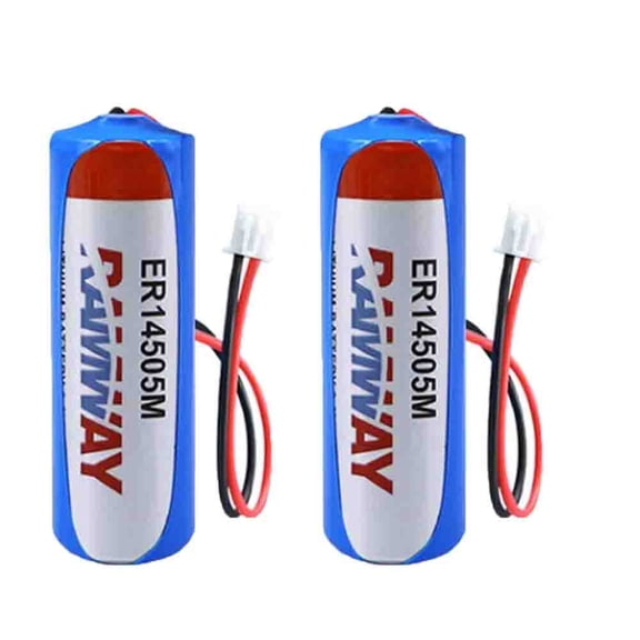 2pcs ER14505M 3.6V 2200mAh PLC Lithium Battery with White Plug Non-Rechargeable