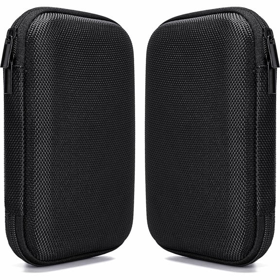 2pcs EVA Hard Carrying Case for Portable External Hard Drive Power Bank Charger USB Cable Battery Case ,Black