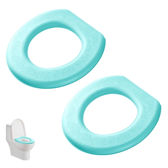 2pcs EVA O-type waterproof foam toilet pad, thickened, adhesive type, all season-green