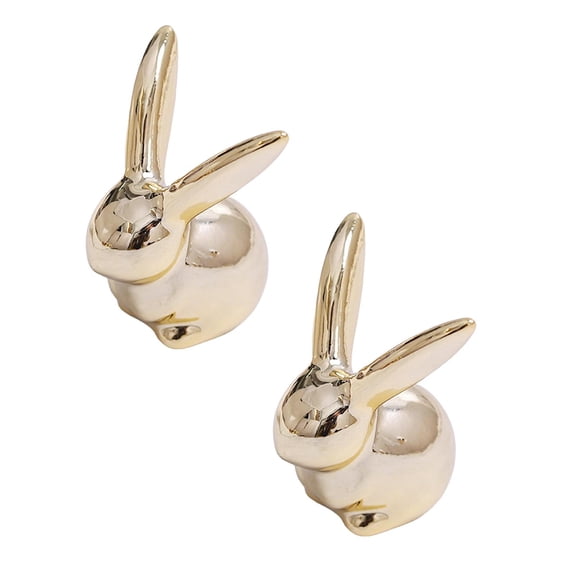 2pcs Easter Bunny Figurines Decor Ceramic Rabbit Table Center Decor Easter Bunny Statues For Spring Tabletop ornaments Gold Bunny home Decoration