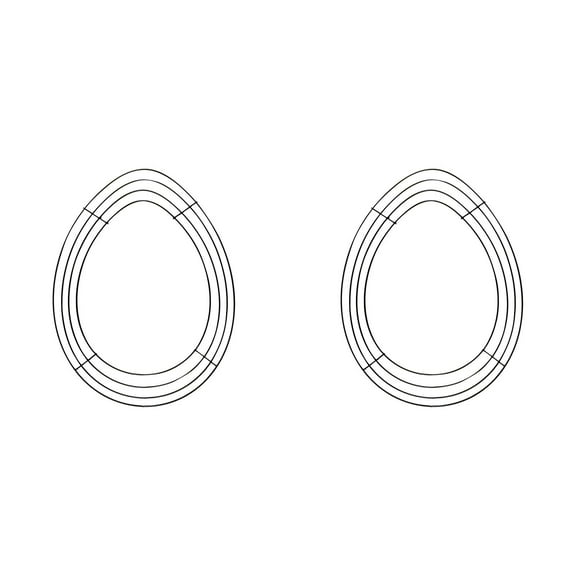 2pcs Easter Egg Shaped Wired Metal Wreath Forms Frames, 12x15.4-in