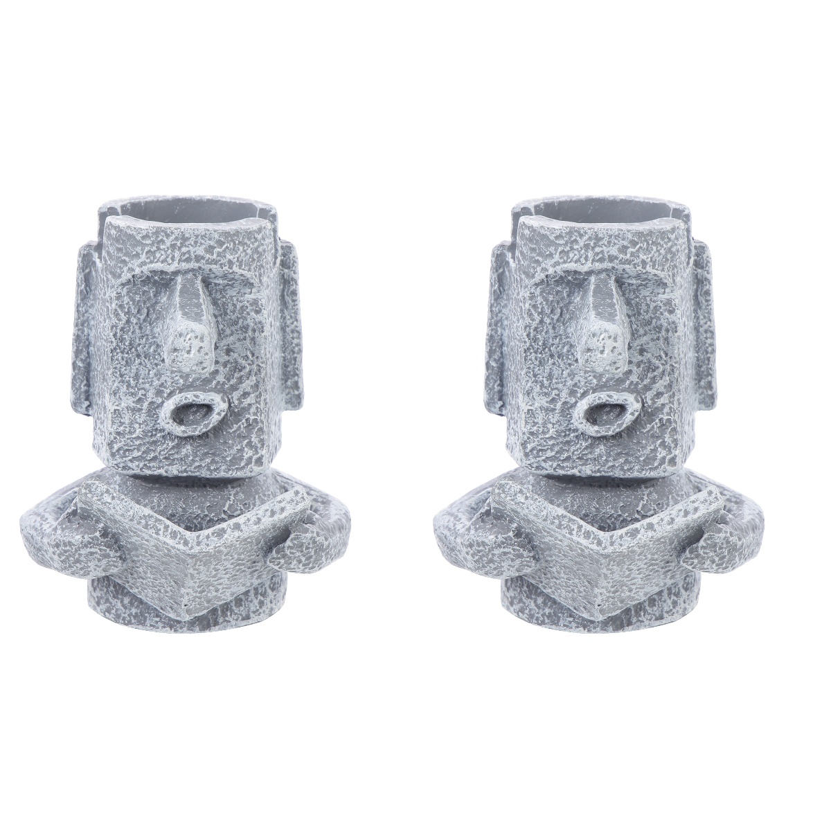 2pcs Easter Island Moai Statue Resin Pen Holder Eyeglass Holder