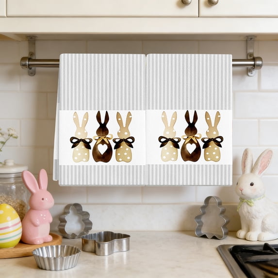 2pcs Easter Kitchen Towels, Absorbent Hand Towels, Easter Decorations for Home, Tea Towels Dish Cloths for Cooking Baking Cleaning, Spring Easter Themed Kitchen Decor, 25.9*17.7in, B