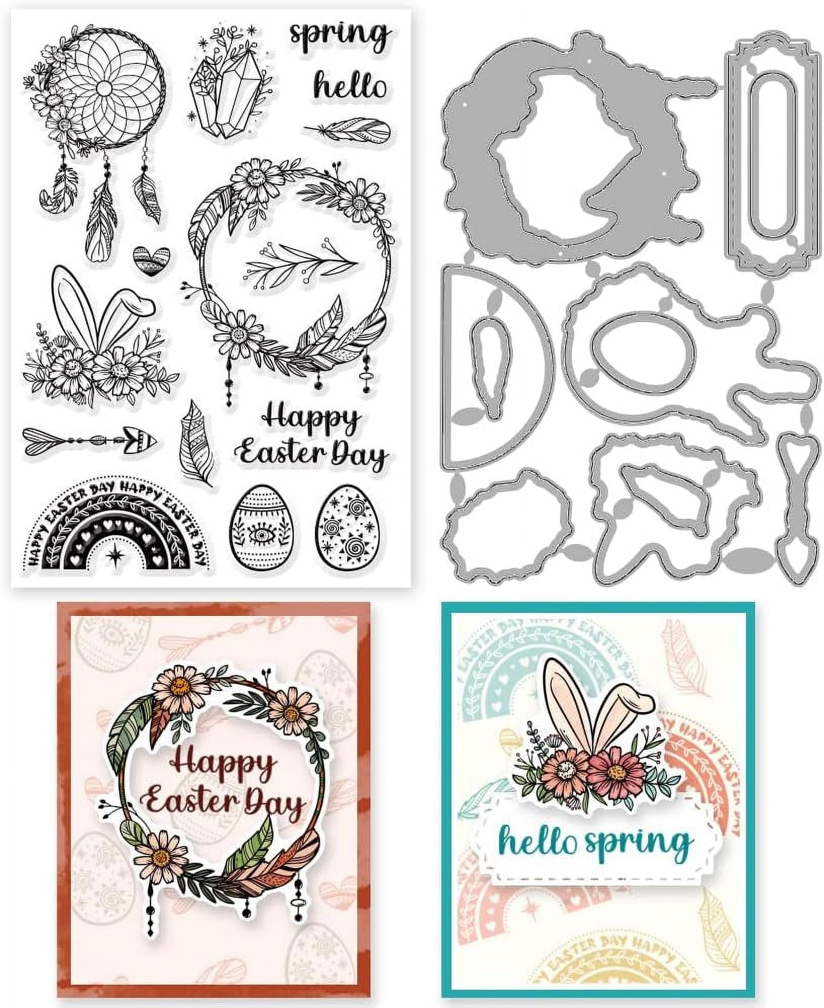 2pcs Easter Stamps and Dies for Card Making Label Cutting Die Easter