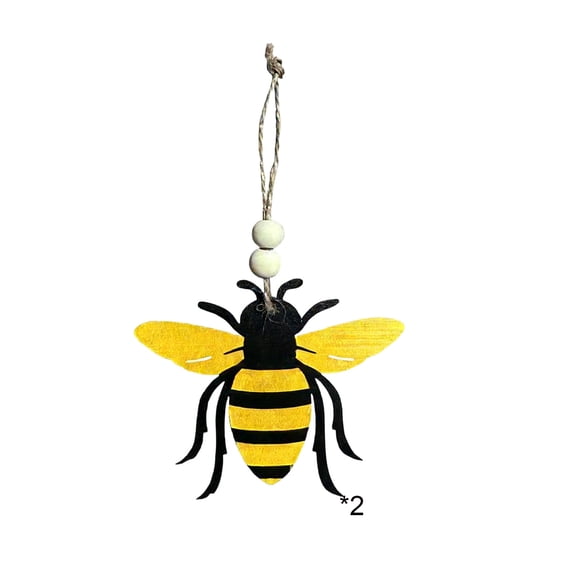 2pcs Easter Wooden Bee Pendant Spring Bee Hanging Decor for Window Garden Porch