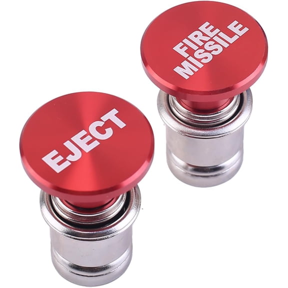 2pcs Eject Fire Missiles Cigarette Lighter Button Plug -12V Power Cover Replacement Fit Most Auto Car Truck Cigarette Lighter Button Vehicles Aluminum Eject Fire Missiles