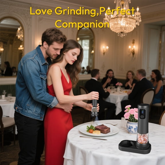 2pcs Electric Pepper Grinder Rechargeable Storage Base 5 Adjustable Grinding Sizes Suitable for Kitchen Restaurant BBQ Birthday Festival Housewarming Gift