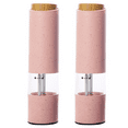 2pcs Electric Salt & Pepper Mill Set, Pink, OneHand Use, Adjustable