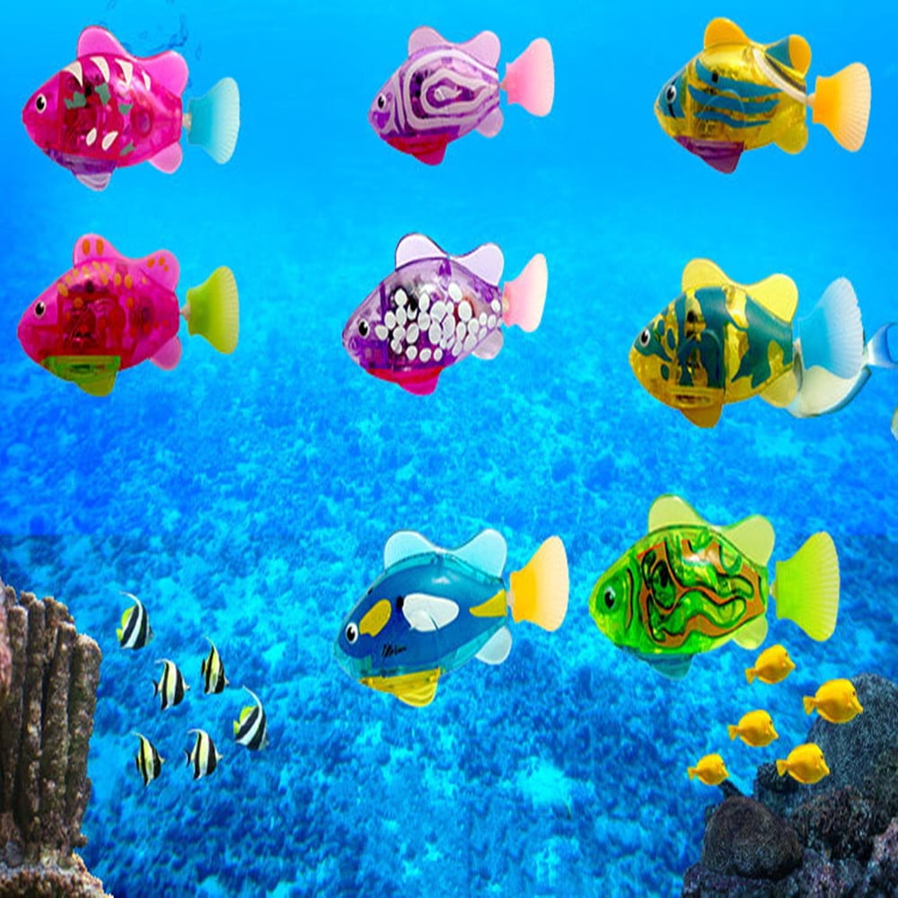 2pcs Electronic Pet Fish, Swimming Robot Fish Cat Toy, Light Up Robot Fish, Electronic Animal