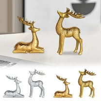 2pcs Elegant Resin Reindeer Sculpture Statue for Home Office Desk Decor, Wedding Christmas Gift,Gold
