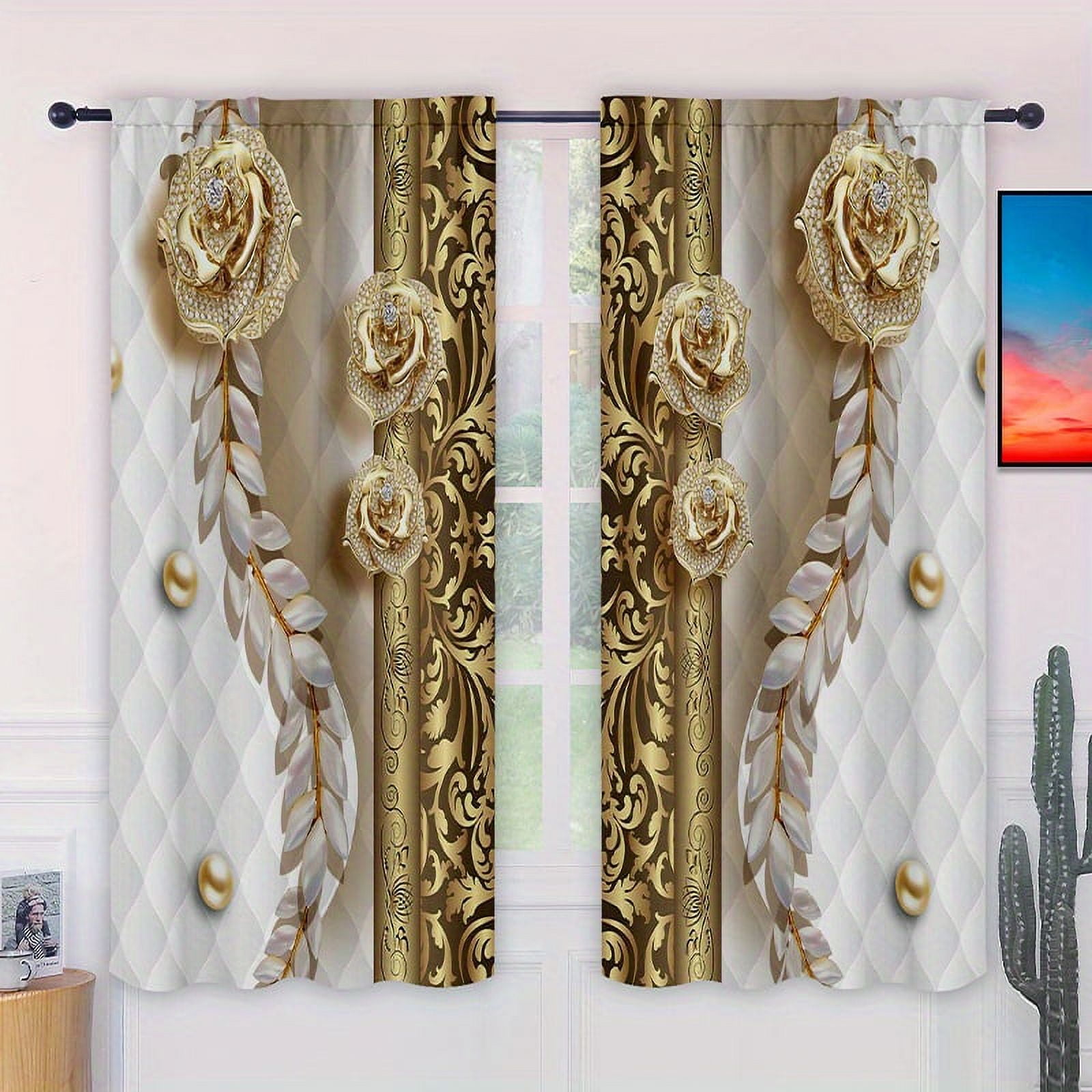 2pcs Elegant Yellow Window Curtains for Living Room Bedroom and Dorm