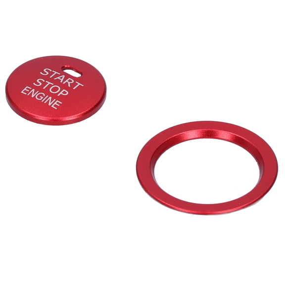 2pcs Engine Start Stop Button Trim Cover Aluminum Alloy Decoration for Car InteriorRed