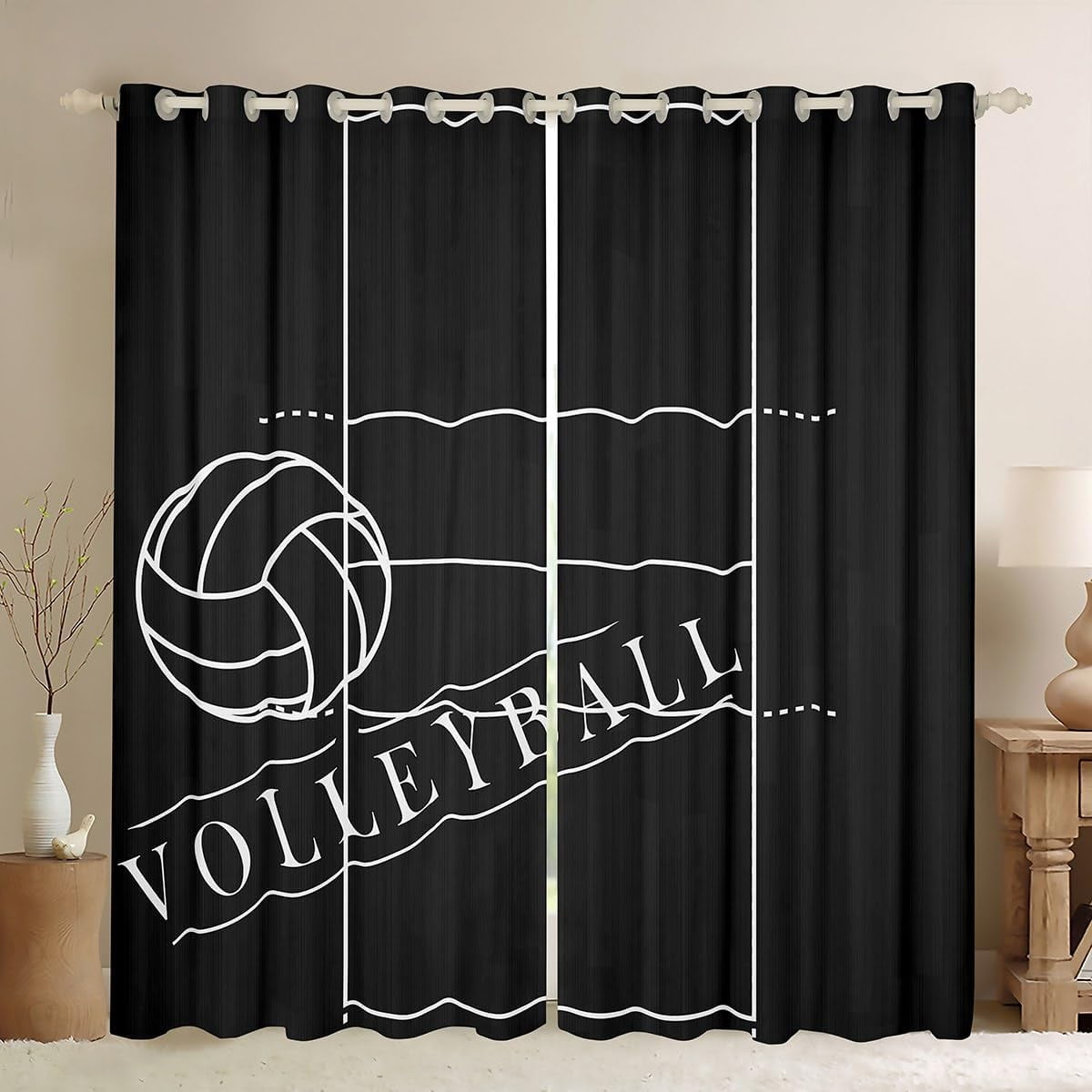 2pcs Erosebridal Basketball Thin Curtains for Boys Kids Sports Curtains