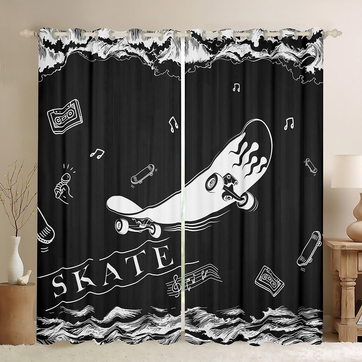 2pcs Erosebridal Basketball Thin Curtains for Boys Kids Sports Curtains