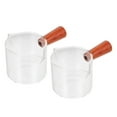 2pcs Espresso Shot Glass with Wood Handle 75ML Double Spouts Espresso