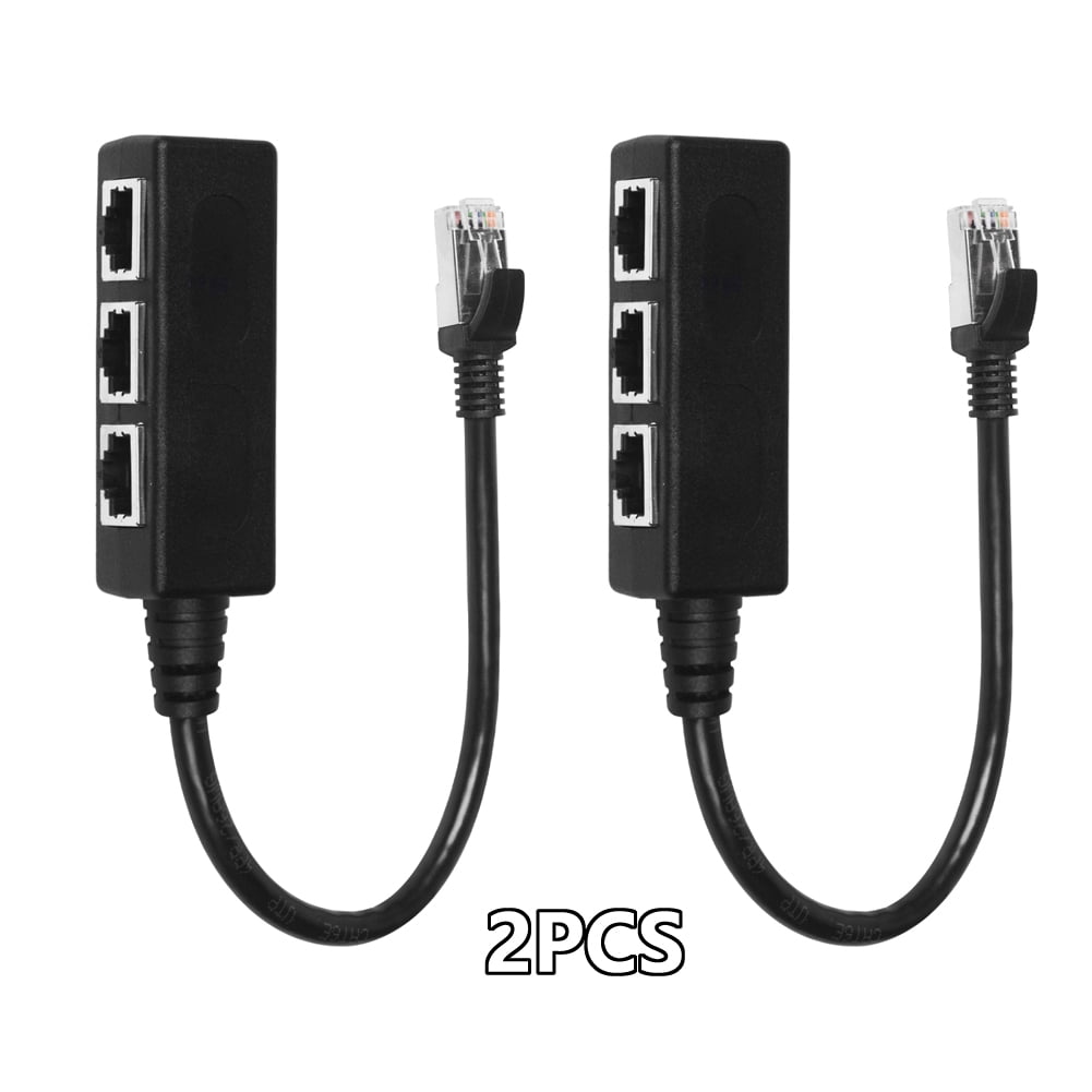 2pcs Extension Cable 1 Male To 3 Female RJ45 Extension 29CM