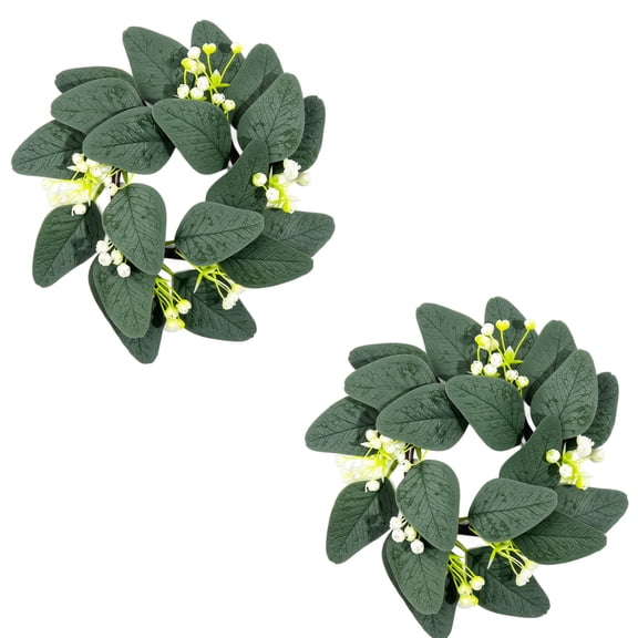 2pcs,Eucalyptus Candle Ring Wreath,9in Artificial Greenery Wreath for Pillar Holder,Small Wreaths for Indoor,Centerpieces for Wedding Door Wall Window Kitchen Cabinet Farmhouse Decoration