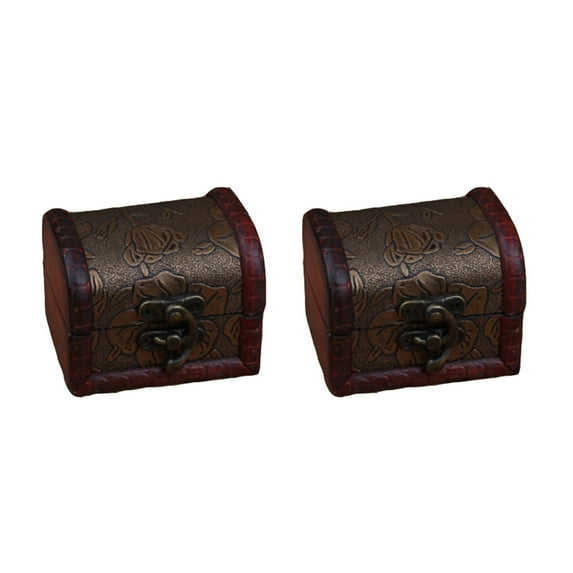Supvox 2Pcs Small Wooden Jewelry Box Dark Brown Trinket Organizer for Drawer