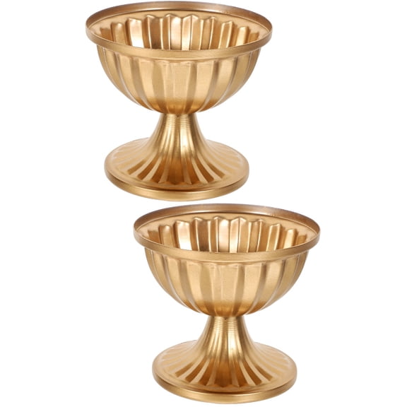 Set of 2 European Style Metal Urn Vases for Wedding Table Flower Arrangements and Decorative Flower Holders