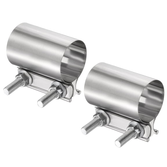 2pcs Exhaust Clamp 2-2.1" Stainless Steel Lap Joint Band Clamp Exhaust Pipes Connection with M10 Screws for Car Muffler Elbow Pipes