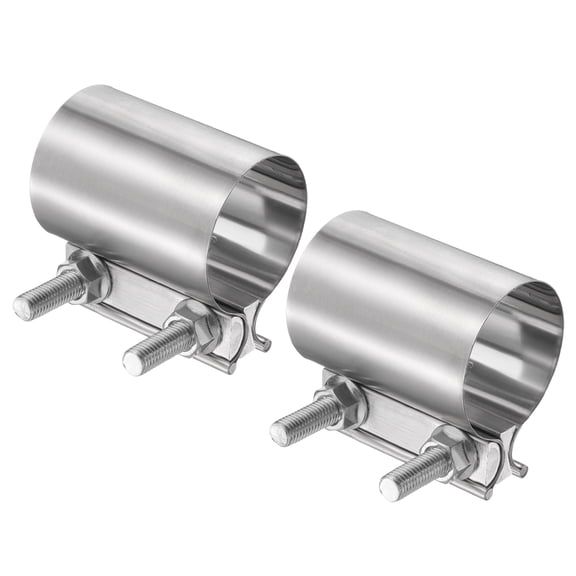 2pcs Exhaust Clamp 2.2" Stainless Steel Lap Joint Band Clamp Exhaust Pipes Connection with M10 Screws for Car Muffler Elbow Pipes