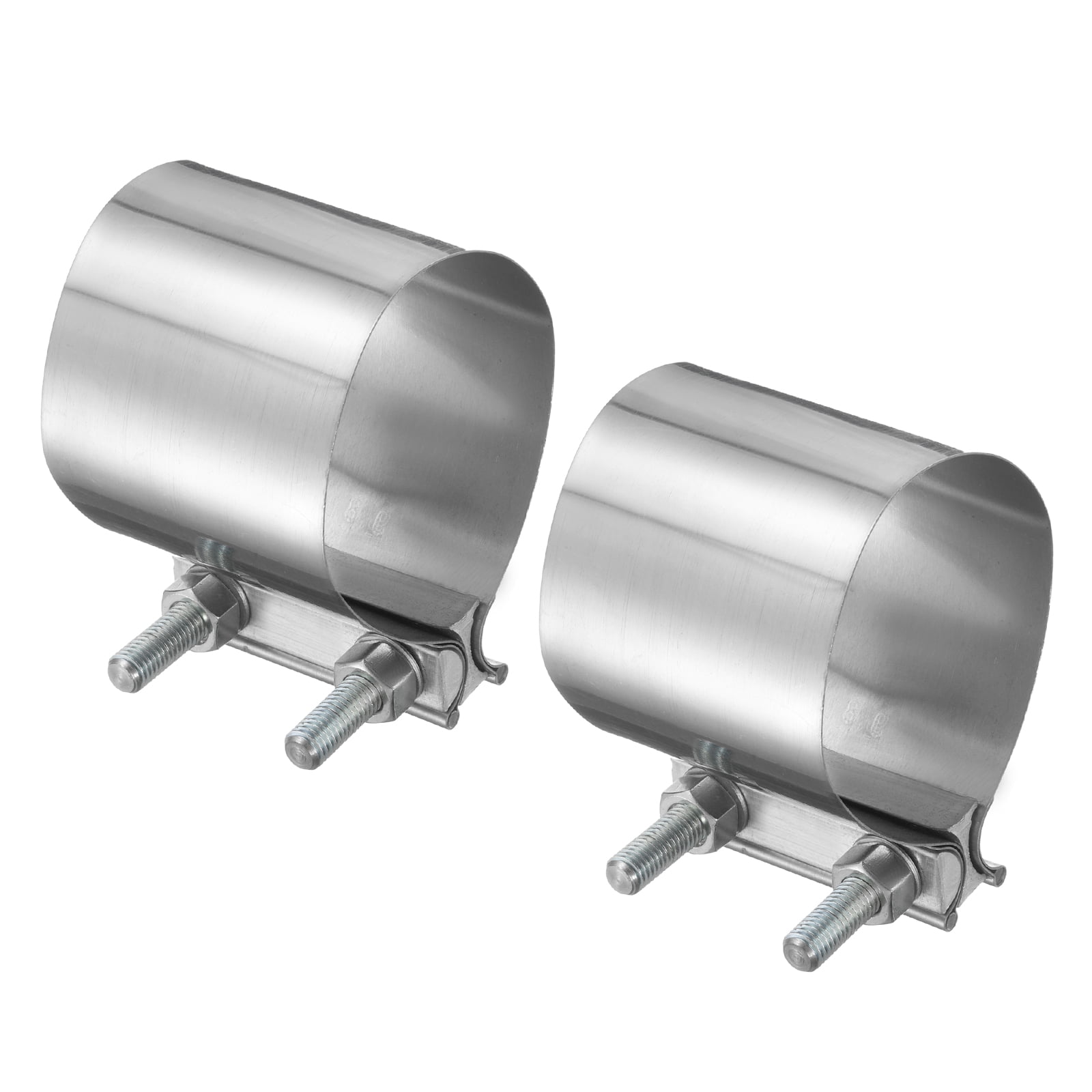 2pcs Exhaust Clamp 3.4-3.5" Stainless Steel Lap Joint Band Clamp Exhaust Pipes Connection with M10 Screws for Car Muffler Elbow Pipes