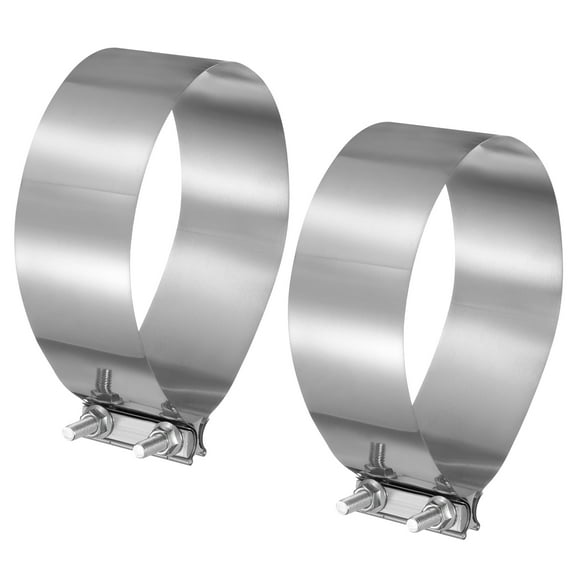 2pcs Exhaust Clamp 7.9" Stainless Steel Lap Joint Band Clamp Exhaust Pipes Connection with M10 Screws for Car Muffler Elbow Pipes