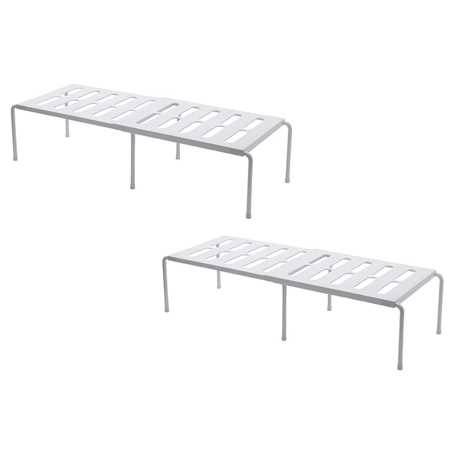 2pcs Expandable Cabinet Storage Shelf Rack Stackable Kitchen Foldable ...