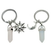 2pcs Exquisite Keychains Key Rings Metal Keychains Sun Moon Shaped Keychains