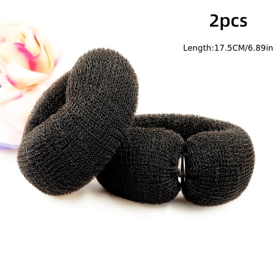 2pcs Exquisite Retro Mesh Bun Maker - Hollow Hair Donut, Classic Bun Styling Tool with Snap Button, Fashionable Hairstyle Accessory for Ponytails and Buns