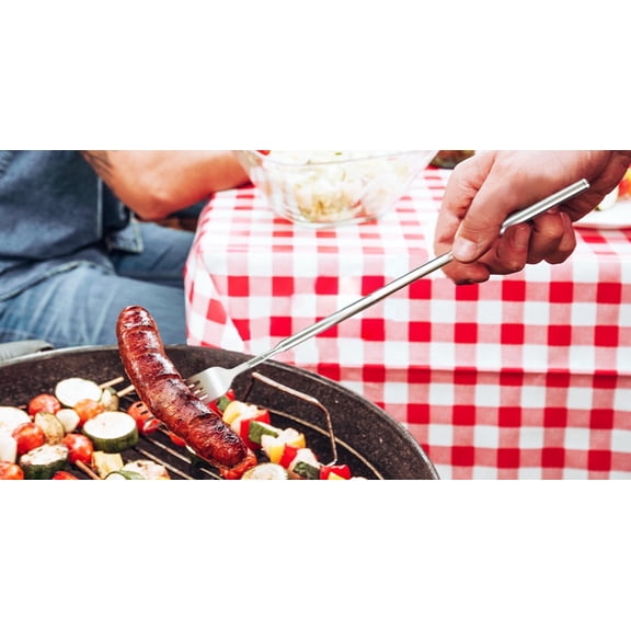 Extendable Fork 2pcs, Telescopic Stainless Steel Fork Extends from 8.7 to 25.2 Inch, for BBQ, Salad, Fruit, Dessert, Prank and Jokes