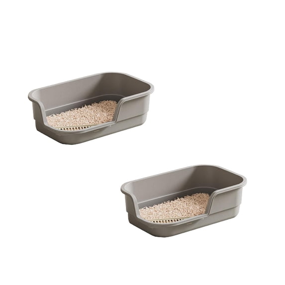 2pcs Extra Large Cat Litter With High Sides Semi Enclosed Pet Toilet For Cats And Dogs Indoor Litter Tray Design Durable Pet Supplies Pet Others 16.5*11*4.4in