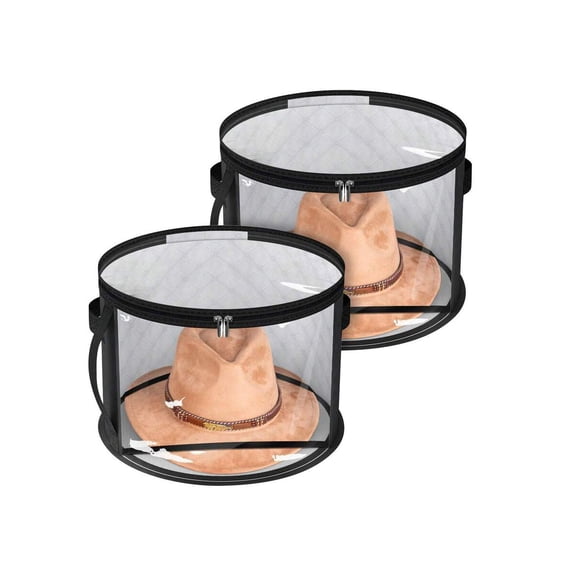 2pcs Extra Large Hat Organizers, Foldable Hat Storage Box With Transparent Window For Cowboy Hats, Sun Cap, Clothing, Toys