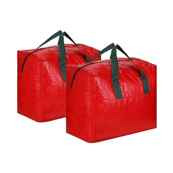 2pcs Extra Large Xmas Tree Decor Storage Bags with Handles Zip Organiser Waterproof Durable Prevents Moisture Dust for Decor Ornaments Baubles Tinsels Lights