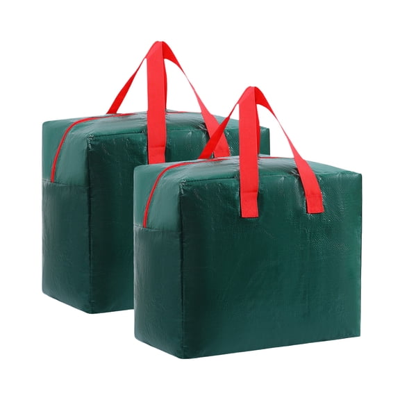 2pcs Extra Large Xmas Tree Decor Storage Bags Waterproof Durable Zip Bag Organiser Handles Prevents Moisture Dust for Decor Ornaments Baubles Tinsels Lights