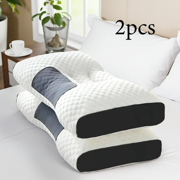 2pcs Extra Soft Massage Neck Pillow with Adjustable Ergonomic Contour Support, High-quality Pillow Core, Hidden Zipper Washable Cover - Modern Design, Suitable for All Seasons