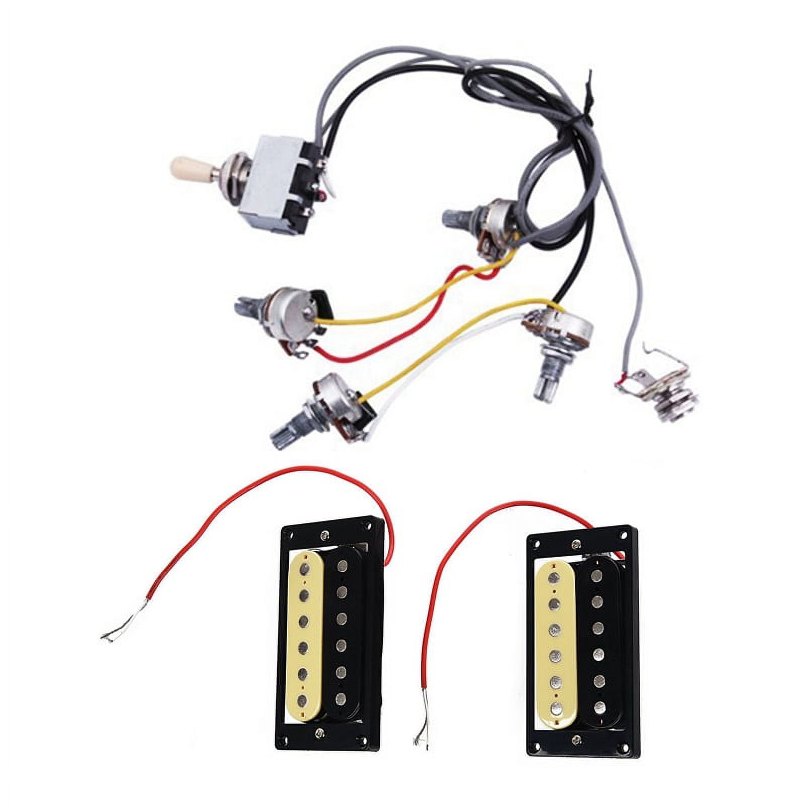 2pcs Faced Humbucker Double Coil Pickups Electric Guitar & 1pcs Guitar Wiring Harness Prewired 2 Volumes 2 Tones 4-500K Pots For LP Guitar