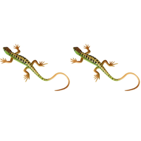 PartyKindom Lifelike Lizard Figurine Green Detailed Animal Model for Playing 2Pcs
