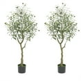 thumbnail image 1 of 2pcs Fake Olive Tree With Natural Wood Trunks, Realistic Leaves And Fruits, Fake Plants Artificial Tree With Planter For Home Office, 1 of 9