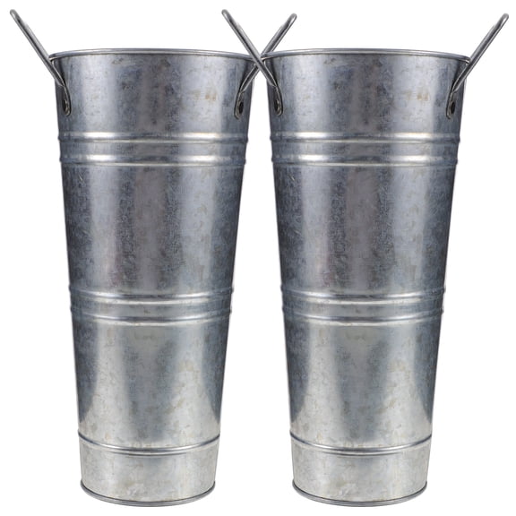 2pcs Farmhouse Florist Galvanized Iron Flower Bucket Flower Arrangement Bucket