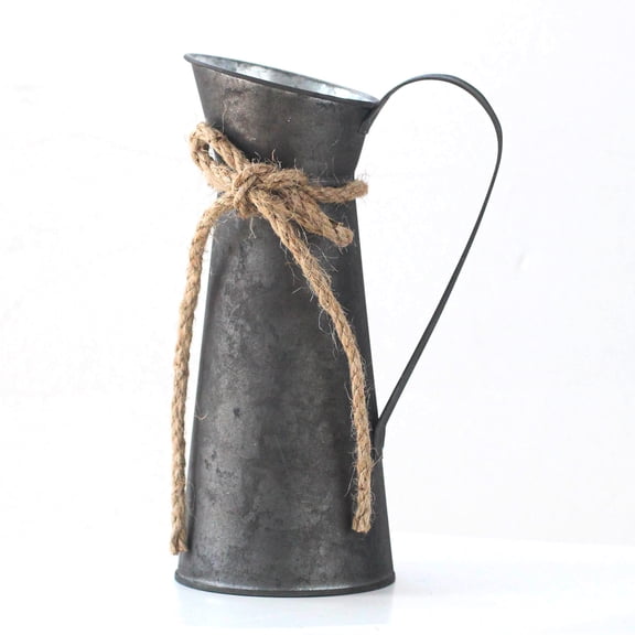 2pcs Rustic Farmhouse Metal Jugs with Handle - Tall Kitchen Pitchers, Jugs, Flower for Wedding, Party & Home Decor Centerpieces