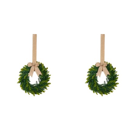 2pcs Farmhouse Wreath for Front Door, Artificial Greenery Kitchen Wreath with Burlap Ribbon,Lavender and Boxwood Wreath for Porch Wall Window Decor,Home Decoration for Farmhouse Use, Christmas Decor