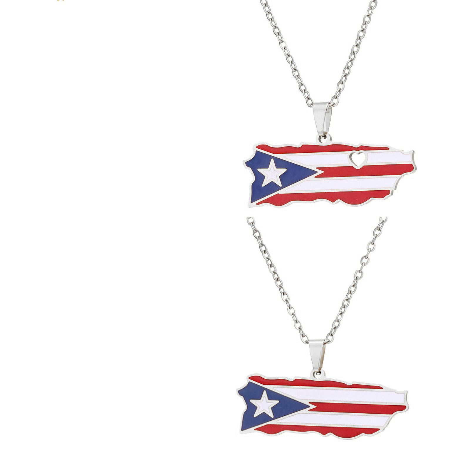 Stainless Steel Puerto Rico Map Pendant Necklace - 50cm Chain, Boricua Pride Jewelry, Gift For Him Or Her