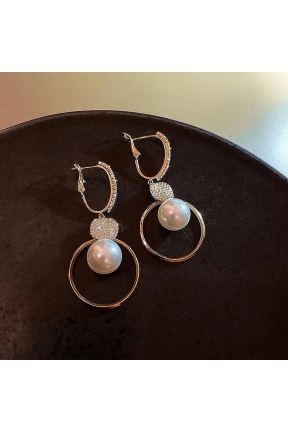 2pcs Fashionable And Exquisite Shining Round Pendant Earrings Valentine'S Day Birthday Gift Anniversary Party Jewelry,1 Pair