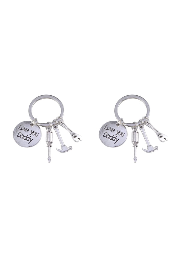 2pcs Father's Day Gift Love You Daddy Father Keychain Jewelry Key Ring Mini Repair Tools Pendants Keyring for Dad Daddy Father from Daughter or Son