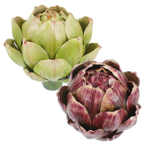 STRANDCHIC Decorative Shiny Artichokes Faux Artichokes Green 2Pcs Home Desktop