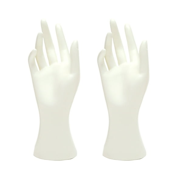 2pcs Female Mannequin Hand Plastic Hand Model Creative Rings Stand Jewelry Display Rack (White)
